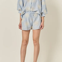 Striped Embroidery Shorts