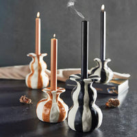 Black Striped Candle Holder