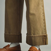 Cuffed Denim Vintage Wash Pants