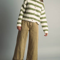 Cuffed Denim Vintage Wash Pants
