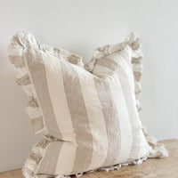 Ruffled Linen Pillow Cover