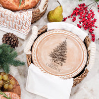 Round Christmas Tree Bread Warmer & Basket