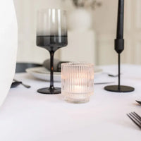 Clear Glass Ribbed Tealight Holders