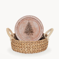Round Christmas Tree Bread Warmer & Basket