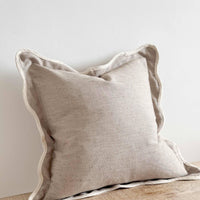 Greige Scalloped Pillow Cover