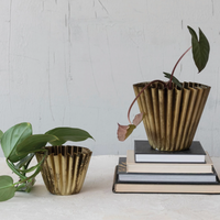 Fluted Brass Planter