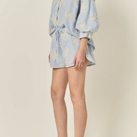 Striped Embroidery Shorts