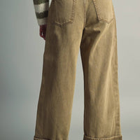 Cuffed Denim Vintage Wash Pants