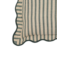Striped Linen Pillow Cover- Green