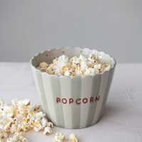 Stoneware Scalloped Popcorn Bowl