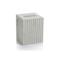 Fluted White Marble Tissue Box