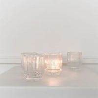 Clear Glass Ribbed Tealight Holders