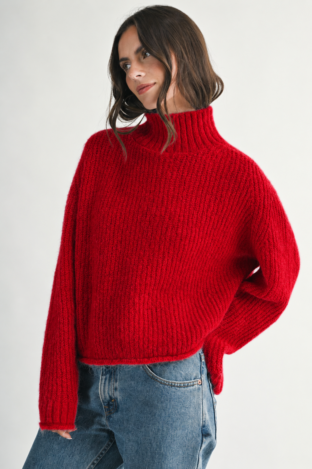 Brushed Mock Neck Sweater