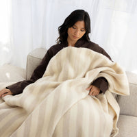 Taupe Stripe Wool Throw