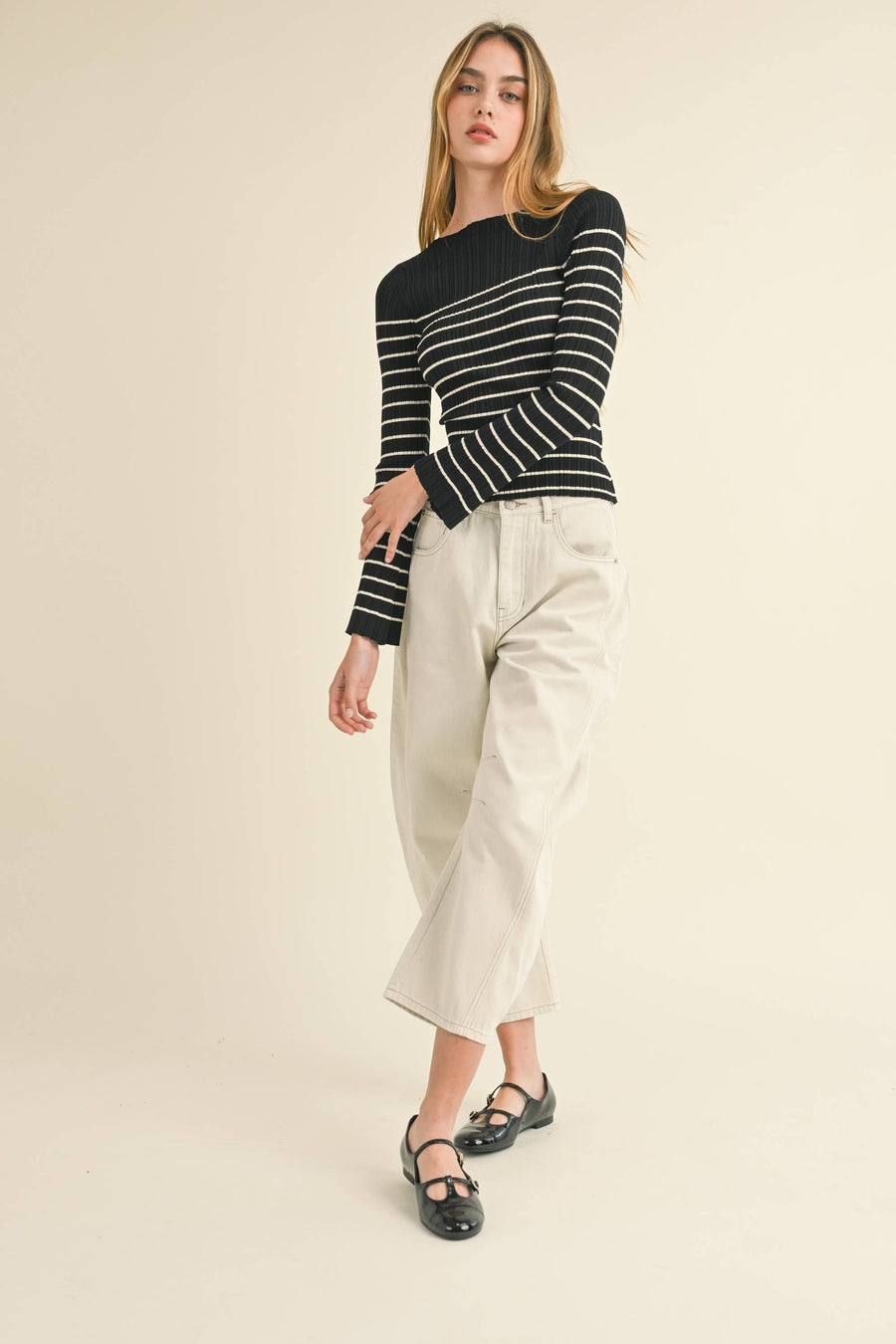 Striped Ribbed Knit Top