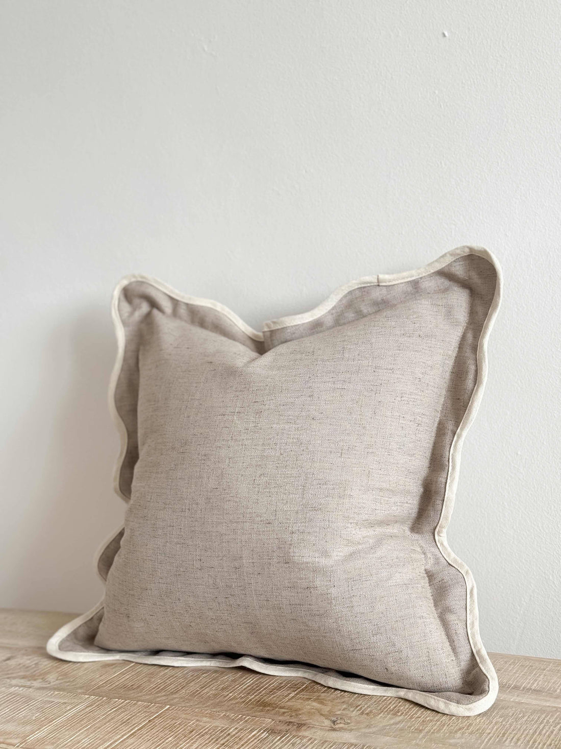 Greige Scalloped Pillow Cover