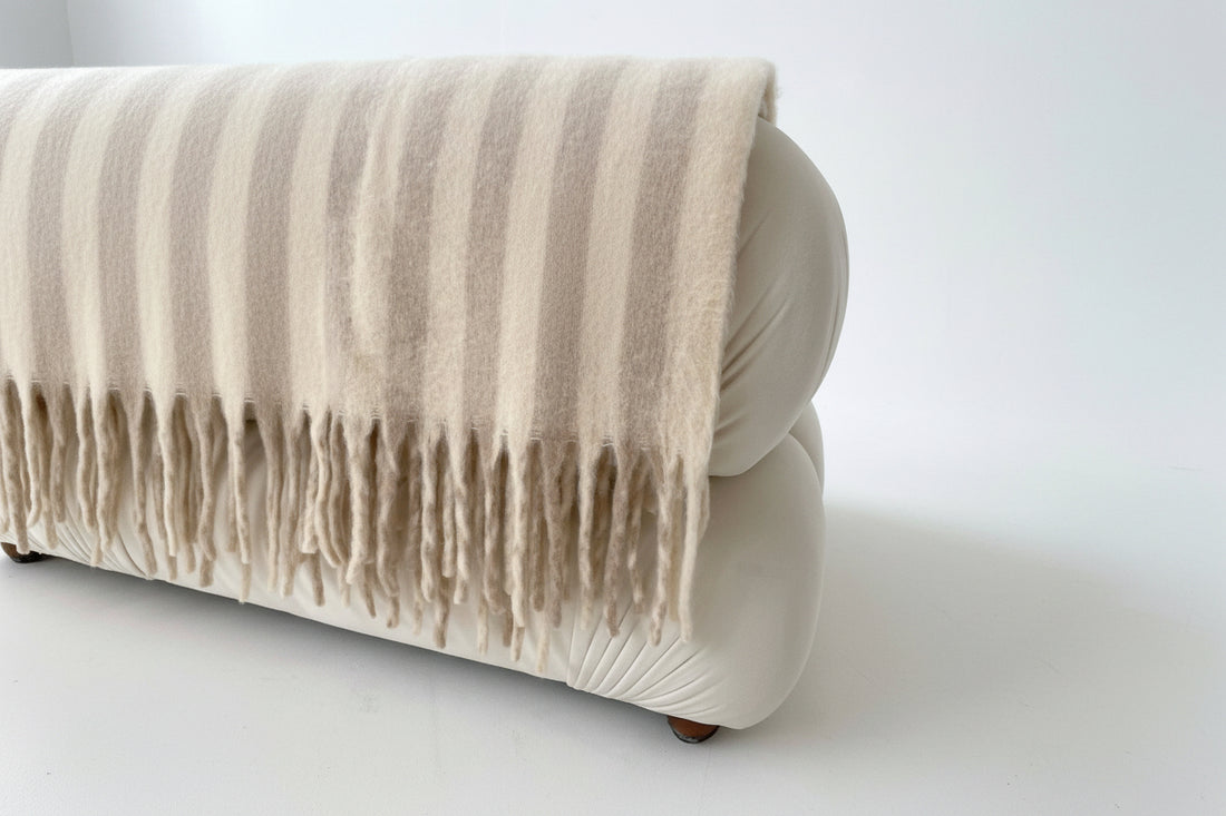Taupe Stripe Wool Throw