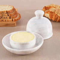 Marble Butter Dish with Lid and Knife