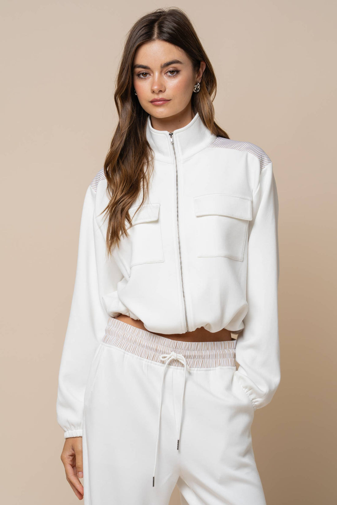 Color Block Mock Neck Sweatshirt