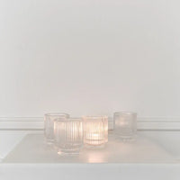 Clear Glass Ribbed Tealight Holders