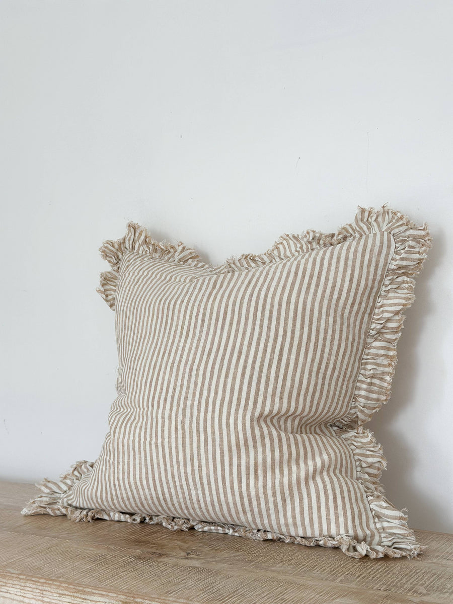 Stripe Ruffle Pillow Cover