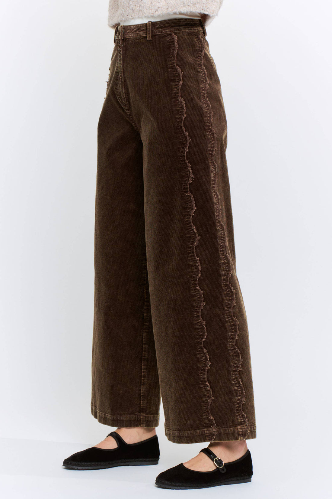 Wide-Leg Scalloped Pants