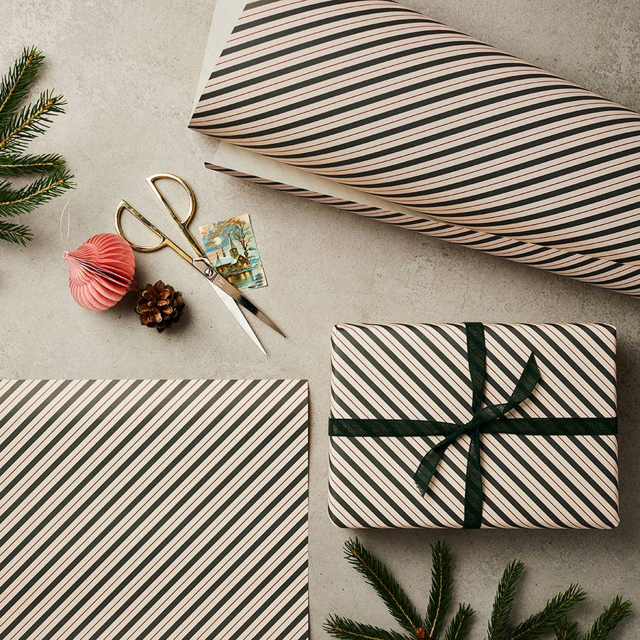 Traditional Christmas Stripe Wrapping Paper