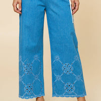 Embroidered Scallop Pants