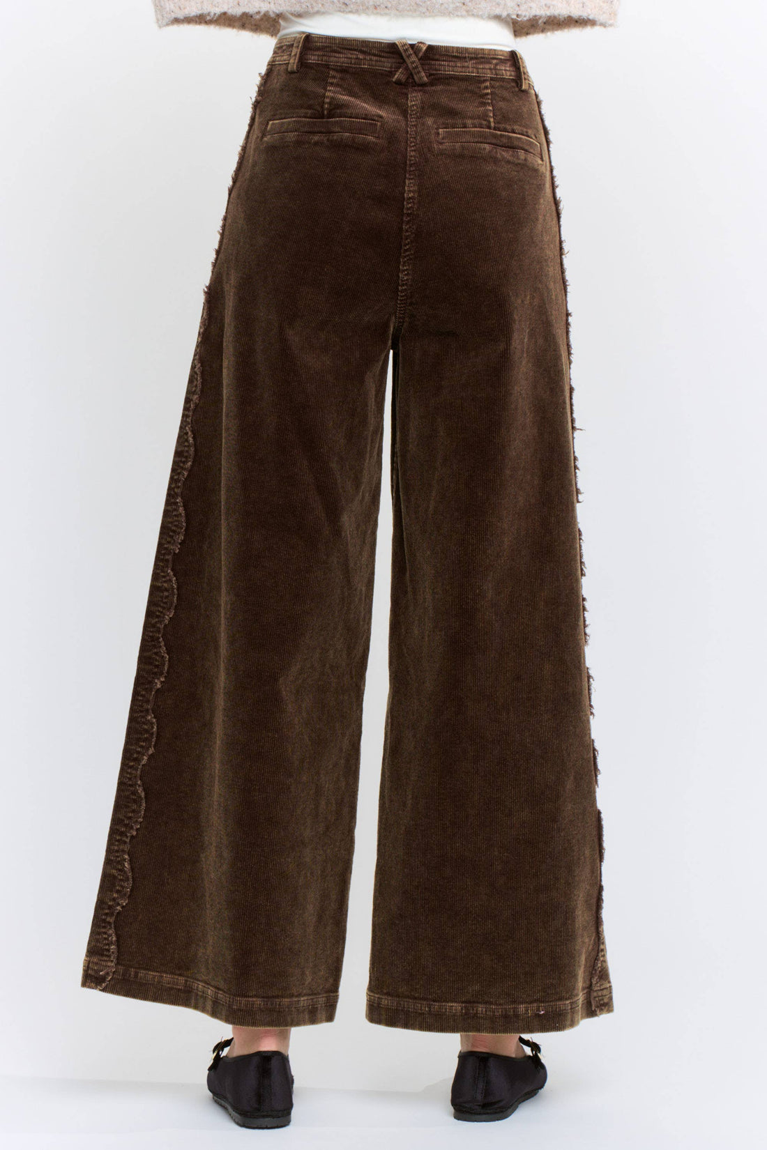 Wide-Leg Scalloped Pants