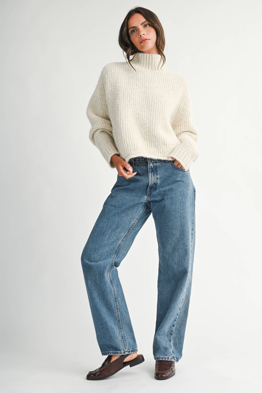 Brushed Mock Neck Sweater
