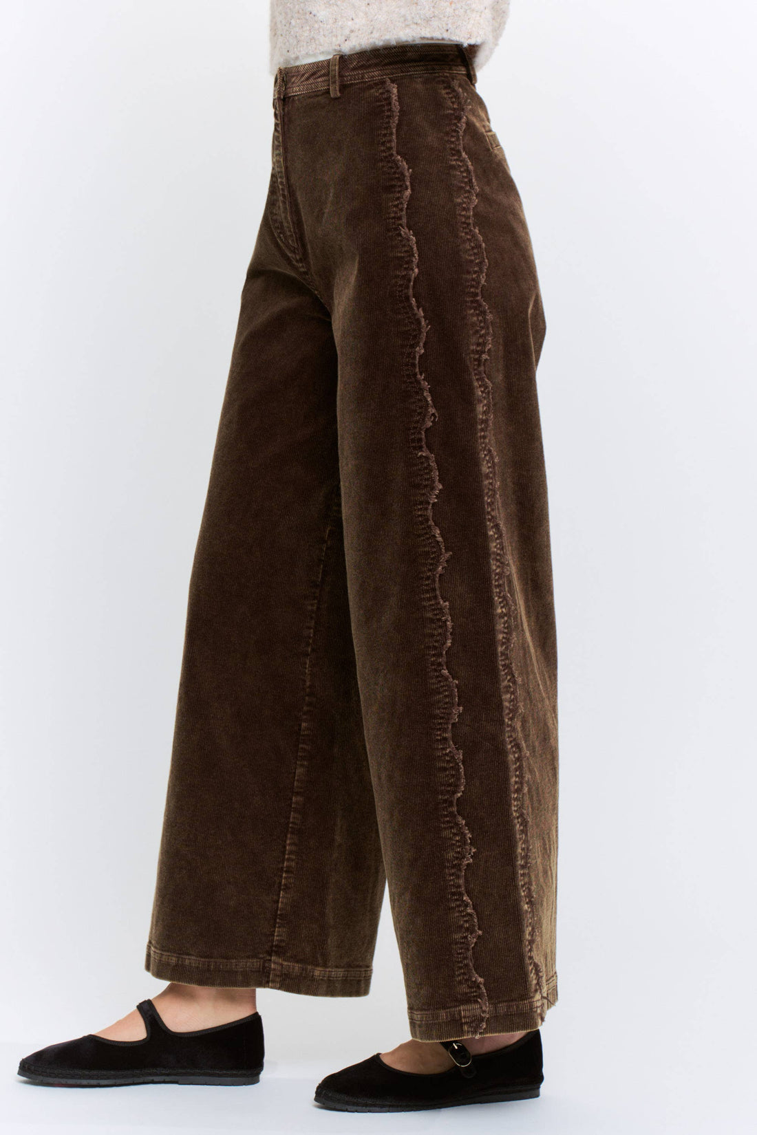 Wide-Leg Scalloped Pants