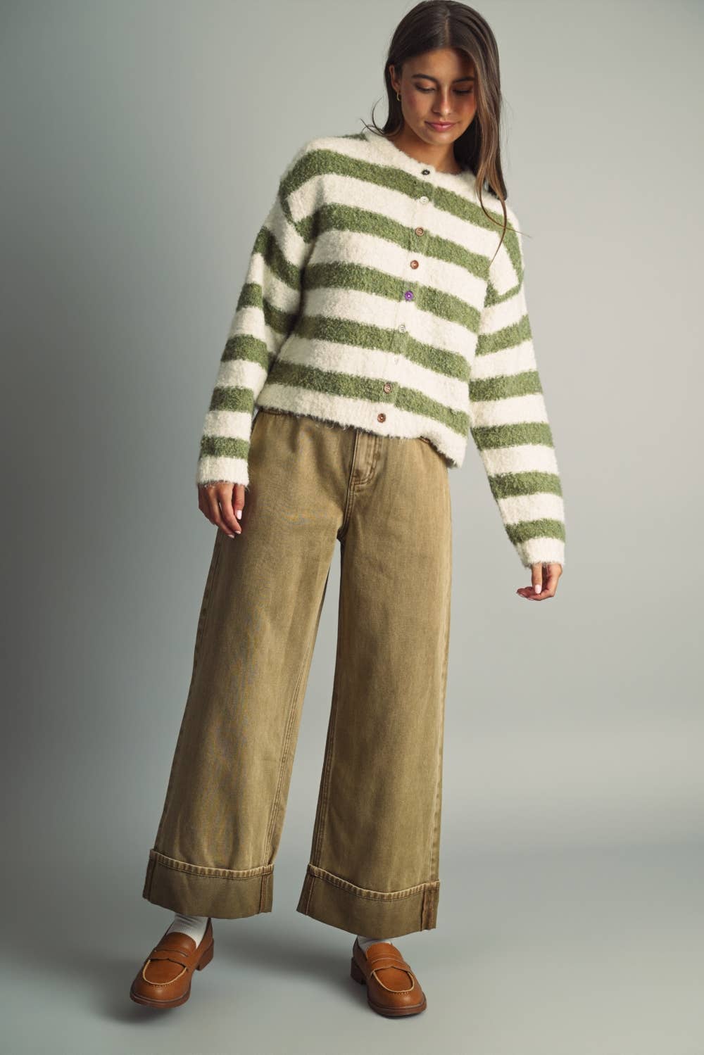 Cuffed Denim Vintage Wash Pants