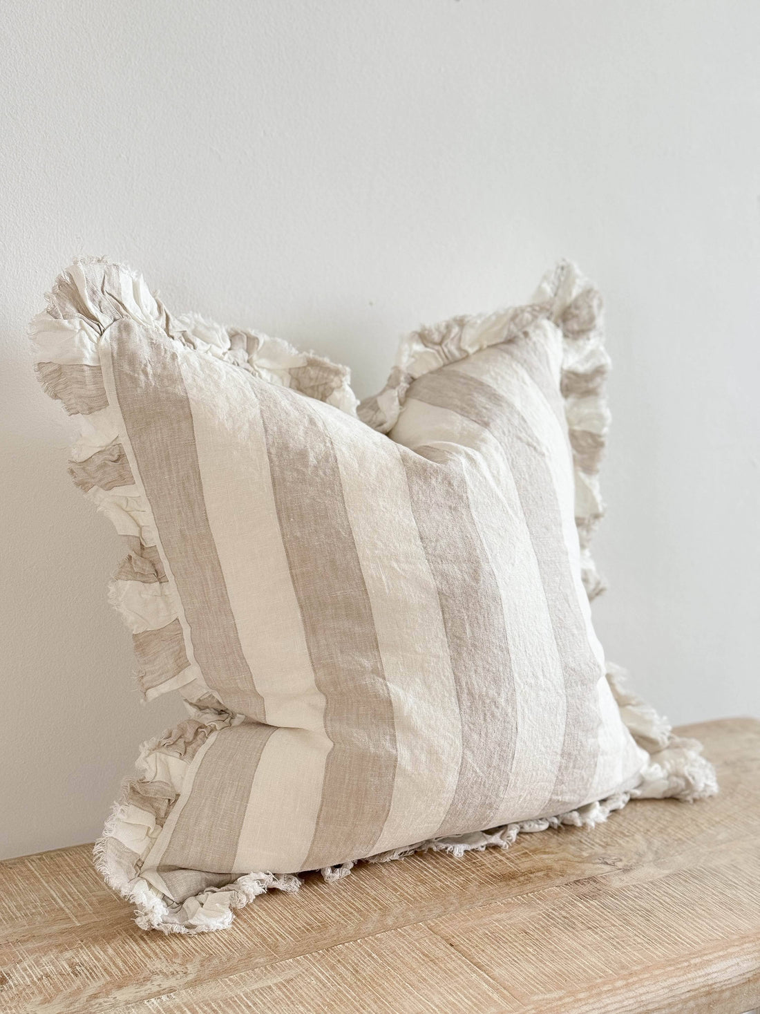 Ruffled Linen Pillow Cover