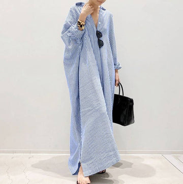Striped Maxi Shirt Dress