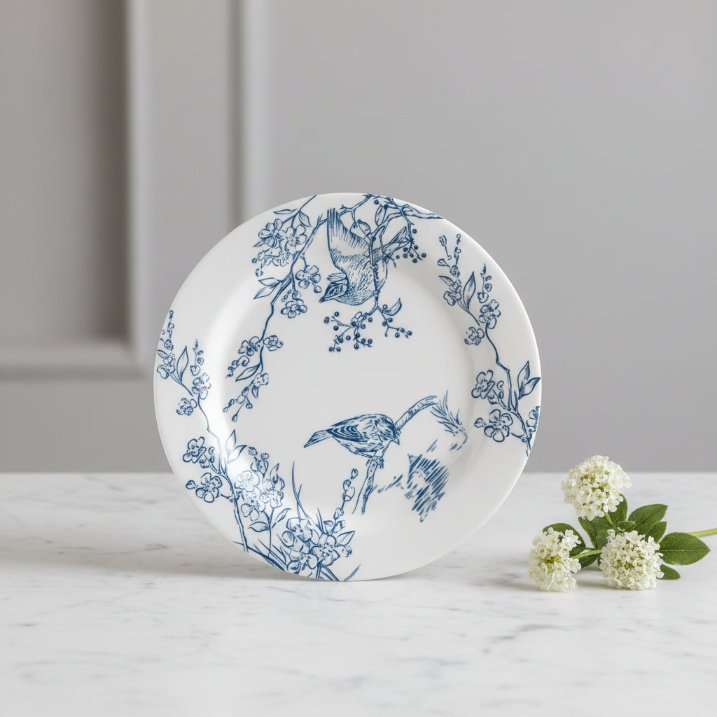 Blue and White Bird Plate