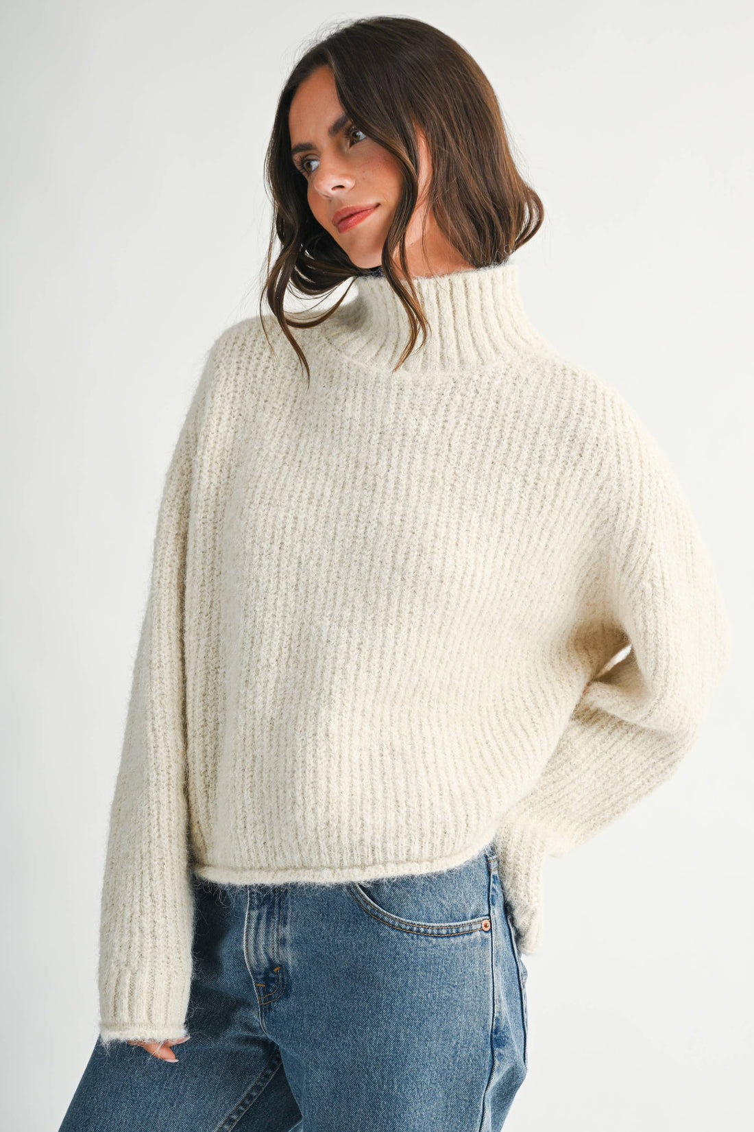 Brushed Mock Neck Sweater