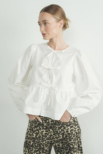 Poplin Bow Tie Blouse