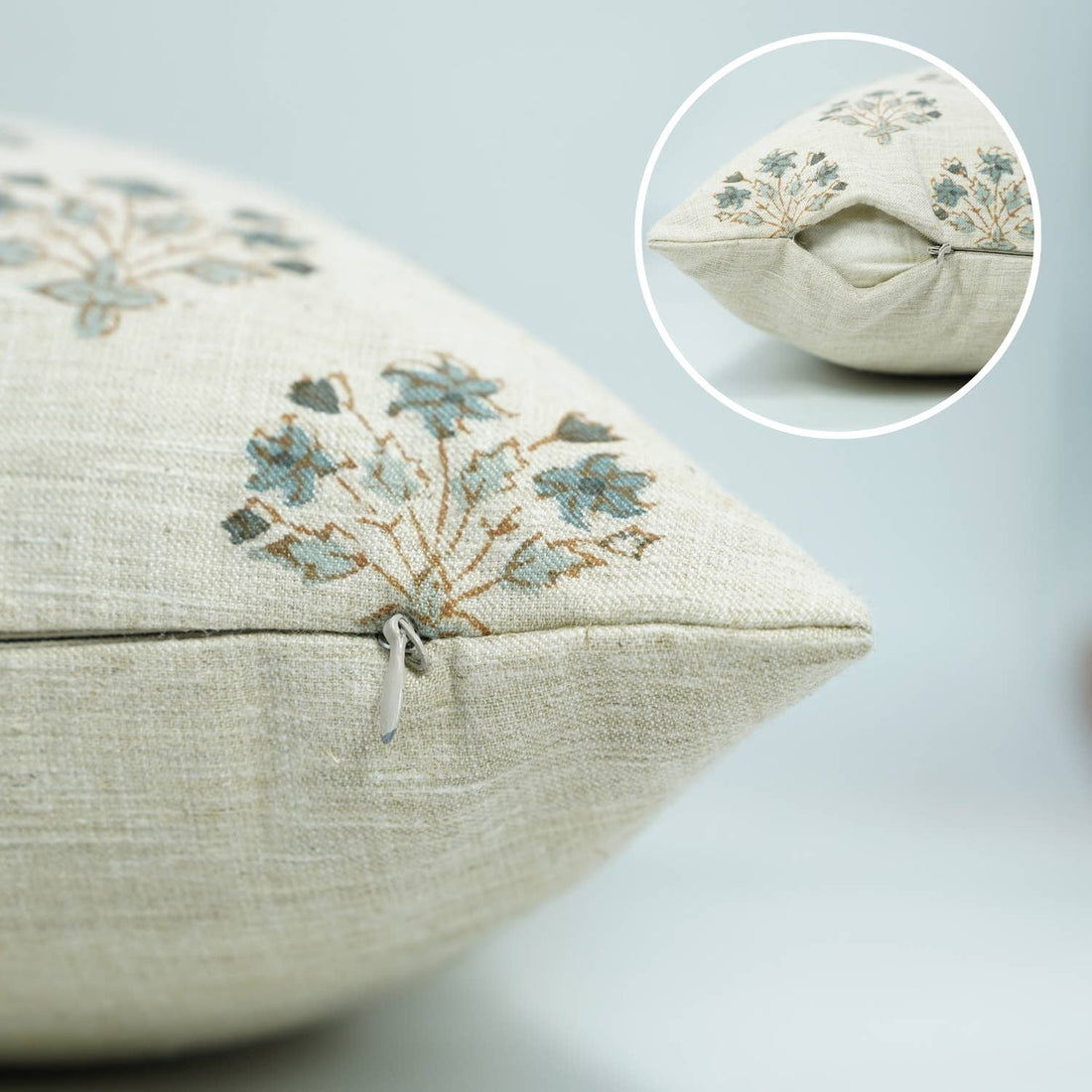 Floral Block Print Pillow Cover