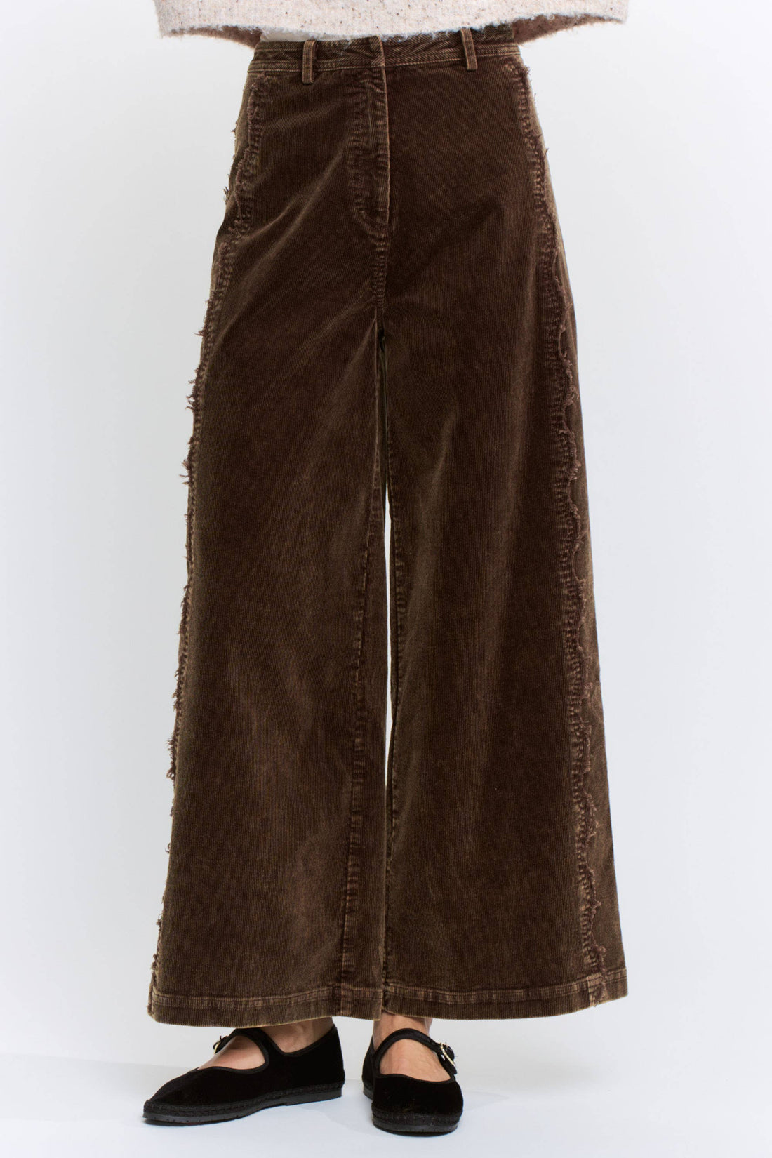 Wide-Leg Scalloped Pants
