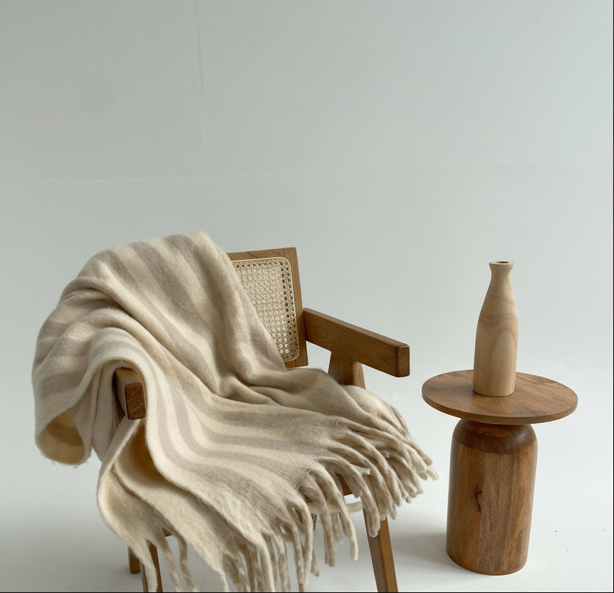 Taupe Stripe Wool Throw