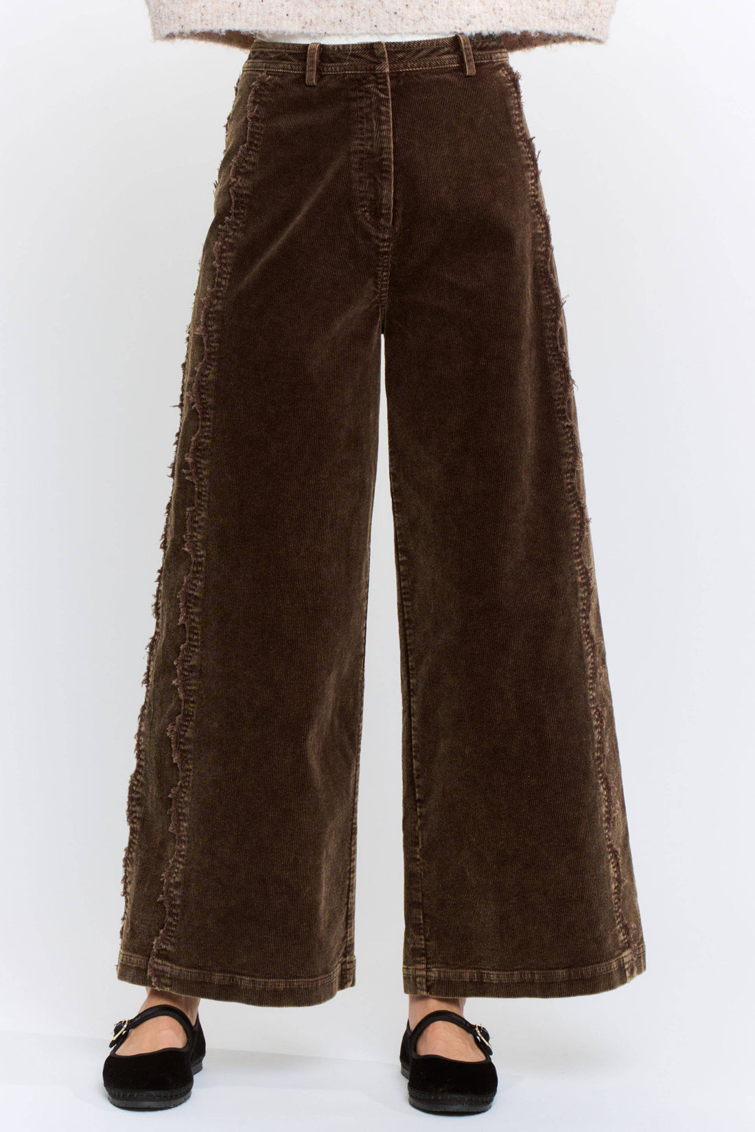 Wide-Leg Scalloped Pants