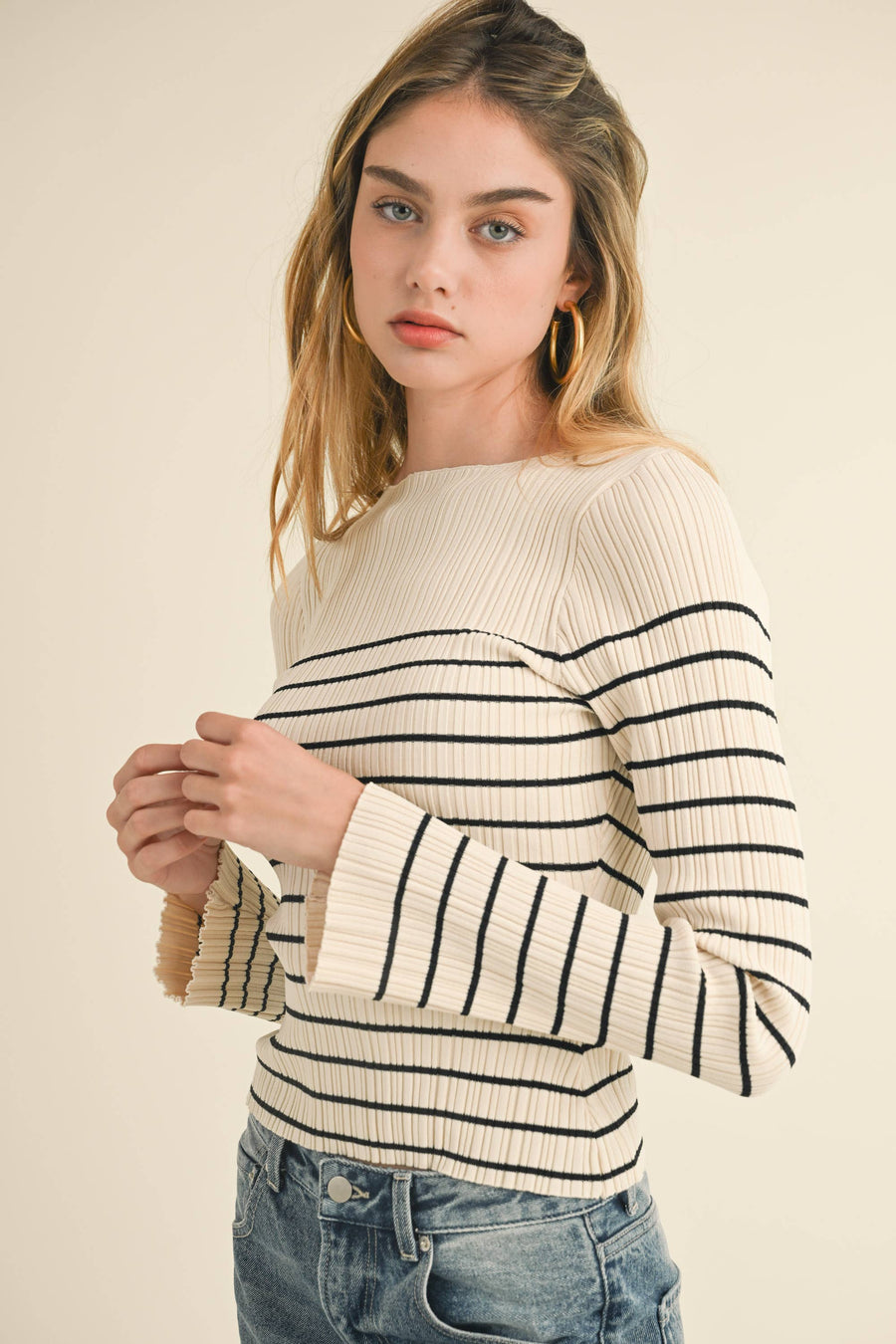 Striped Ribbed Knit Top