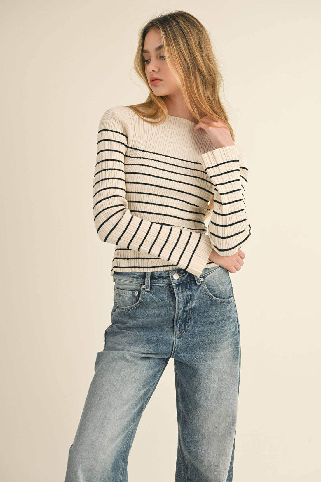 Striped Ribbed Knit Top