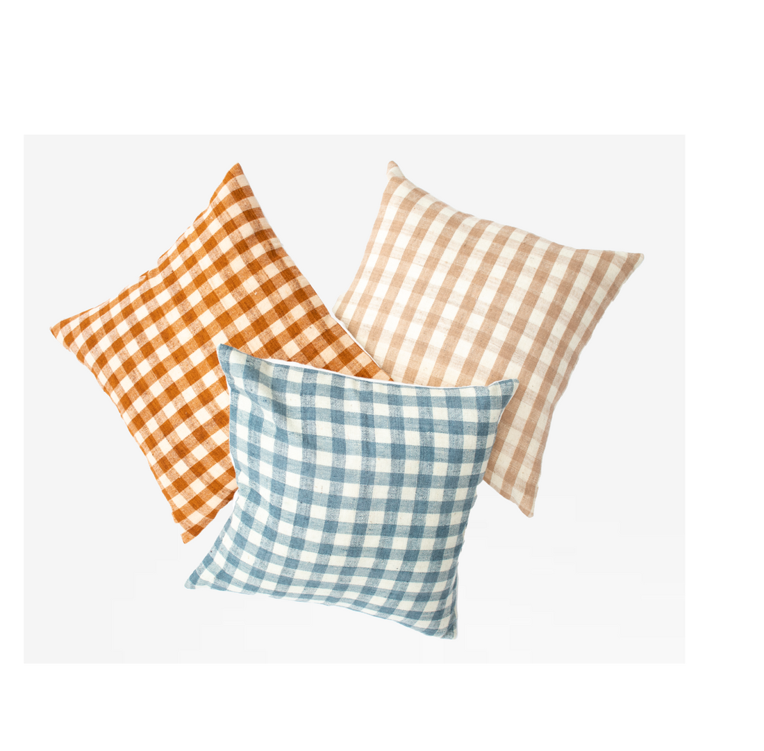 Reva Check - Tan Pillow Cover