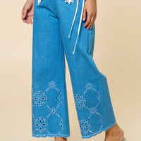 Embroidered Scallop Pants