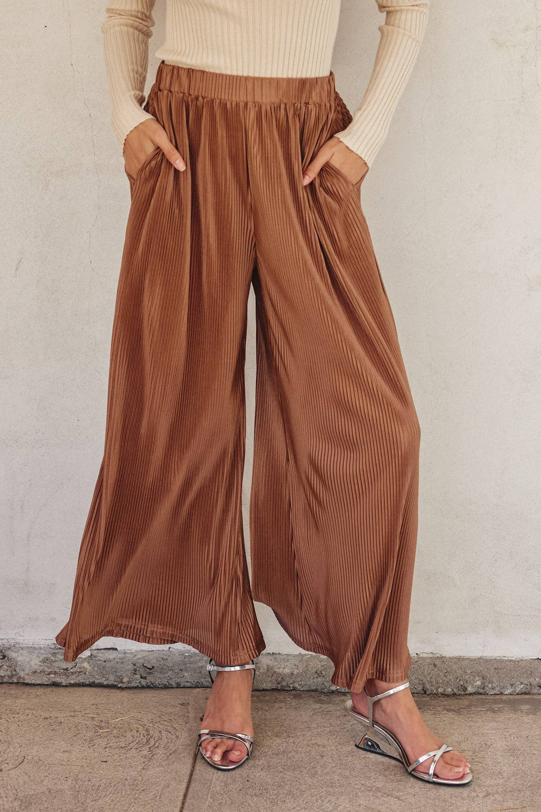 Pleated Wide Leg Pants