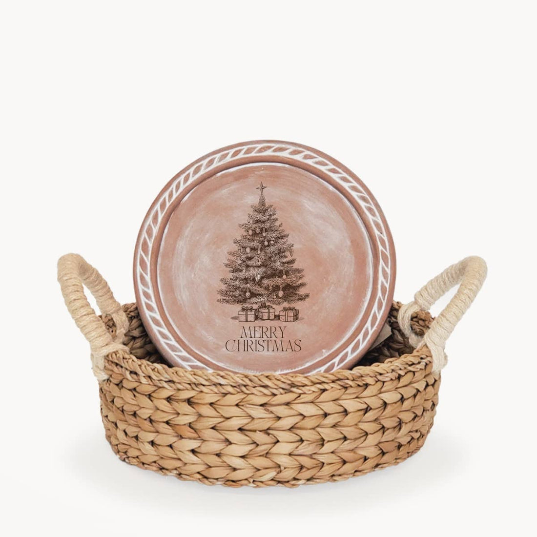 Round Christmas Tree Bread Warmer & Basket