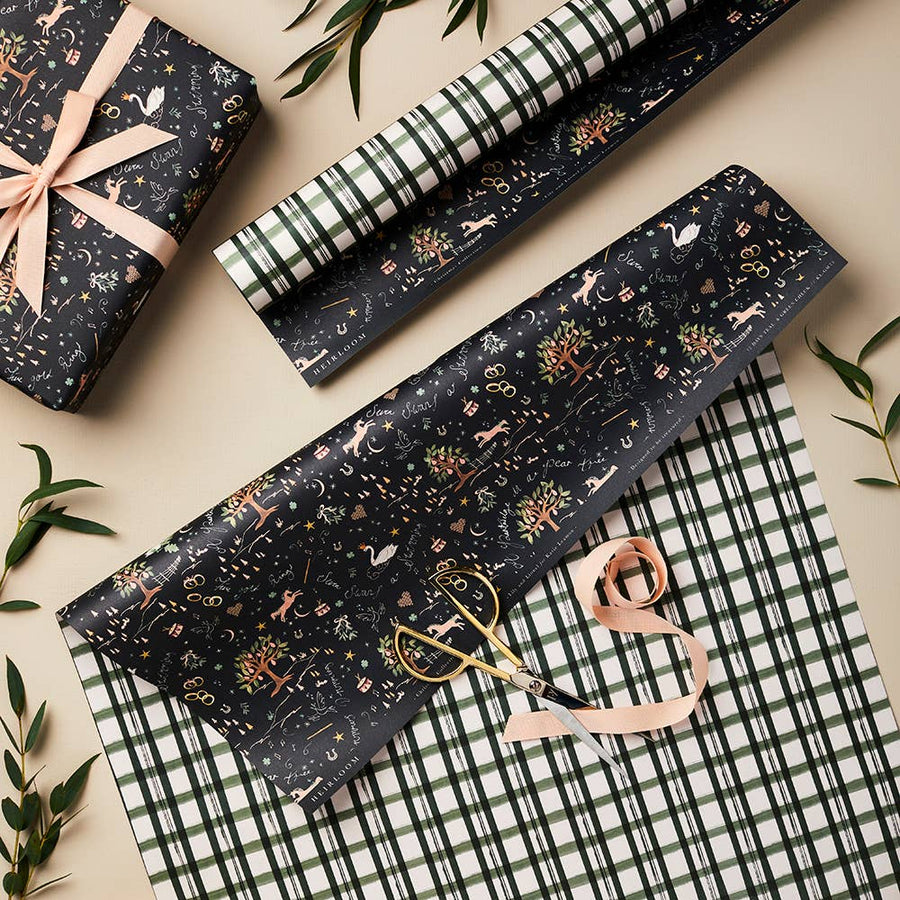 Teal & Green Check Wrapping Paper