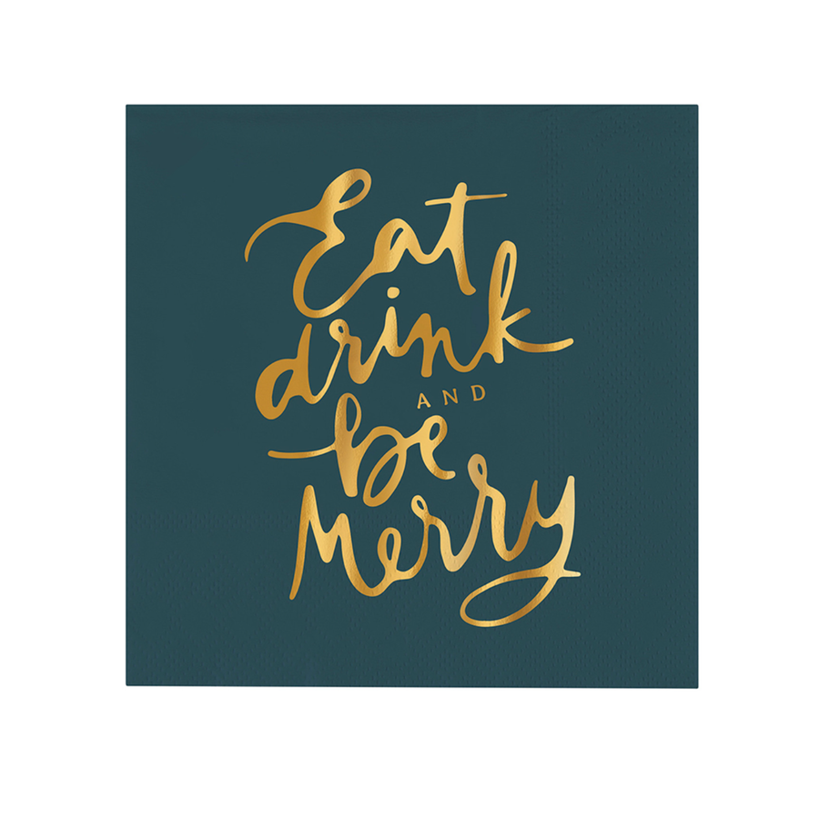 Ceramic Tray & Napkins - Eat Drink Be Merry