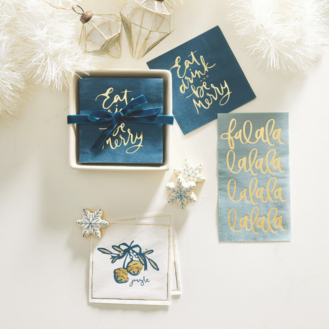 Ceramic Tray & Napkins - Eat Drink Be Merry